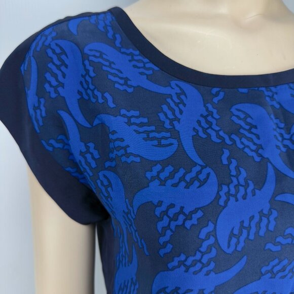 DIANE VON FURSTENBERG Cordelia 100% Silk Abstract Blue Print Short Sleeve sz - Picture 2 of 9